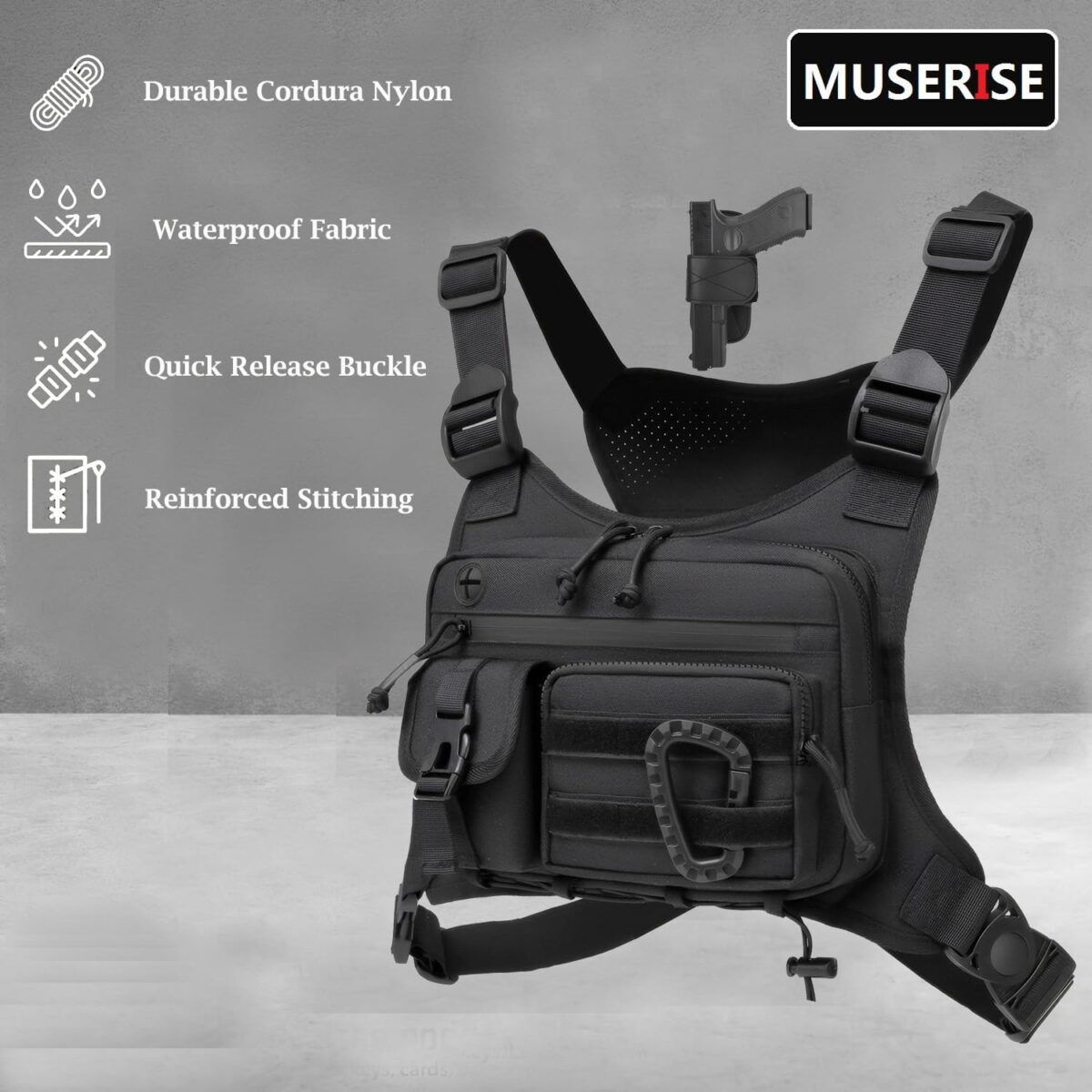 Outdoor Chest Bag for Men and Women, Tactical Vest for Running, Cycling, EDC Chest Pack Rig for Sports and Workouts - Image 4