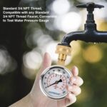 Water Pressure Gauge Kit Including Adaptors, 2.5"Glycerin Filled Water Pressure Test Gauge 3/4" GHT with Brass Hose Fitting and Extra 6 Adapters for Multiple Use,0-200Psi/14Bar - Image 3
