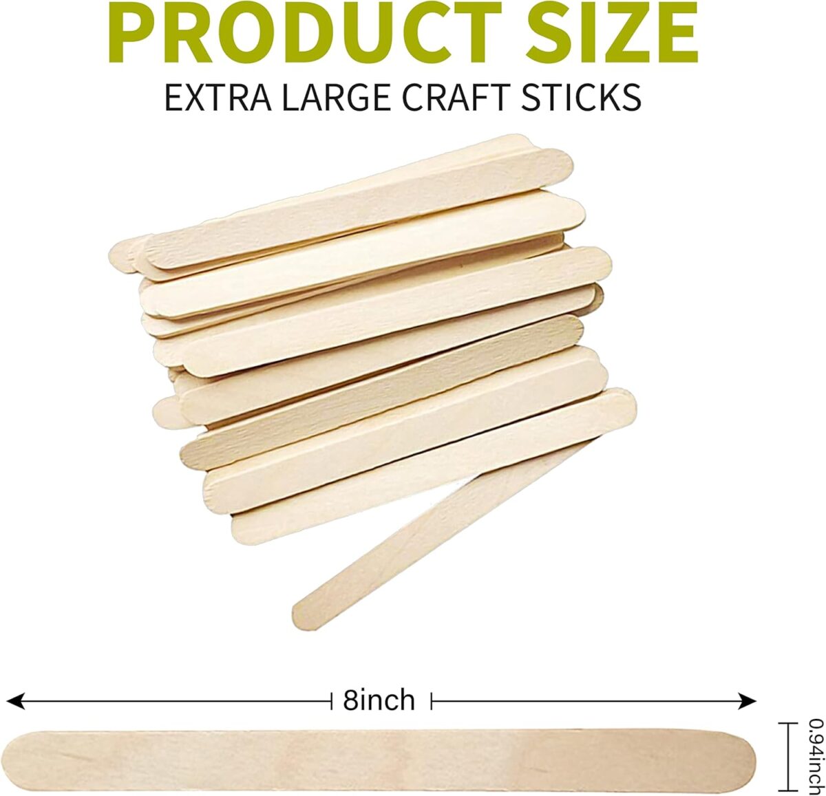 8”100Pcs  Jumbo Wooden Craft Sticks Wooden Popsicle Craft Sticks Stick Treat Sticks Ice Pop Sticks for DIY Crafts，Home Art Projects, Classroom Art Supplies - Image 6