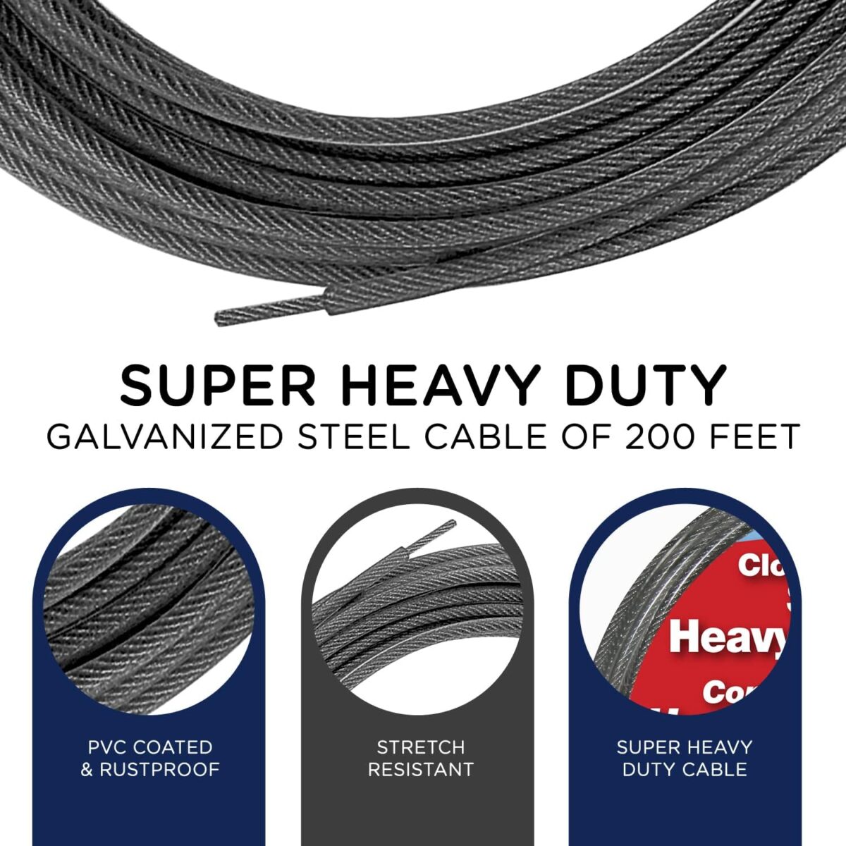 200 Feet Clothesline Outdoor Heavy Duty Galvanized Wire Steel Cable, Silver PVC Coating - Clothes Line Wires for outside Laundry Drying - Image 3