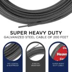 200 Feet Clothesline Outdoor Heavy Duty Galvanized Wire Steel Cable, Silver PVC Coating - Clothes Line Wires for outside Laundry Drying - Image 3