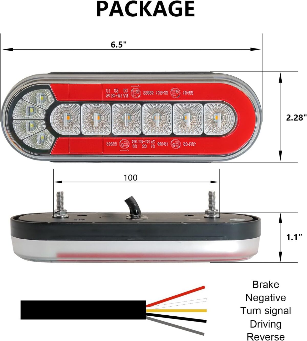 6 Inch Oval LED Trailer Lights, Submersible Boat Trailer Light, with Brake, Turning Signal, Reverse Light, Backup Light, DOT Compliant - Image 7