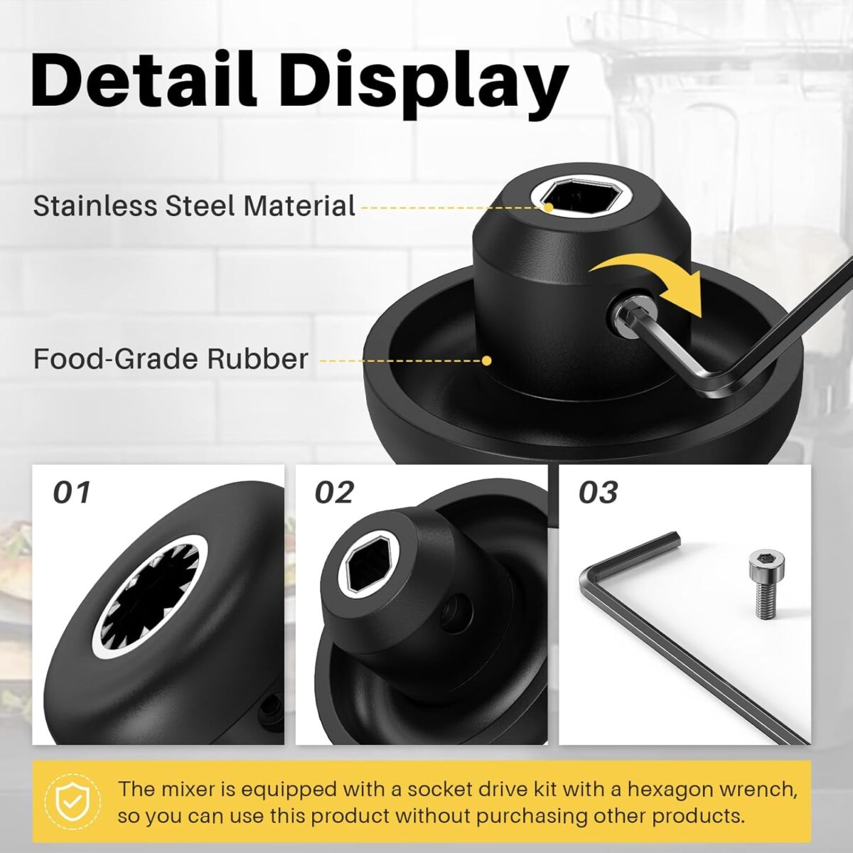 Blade Replacement Parts Compatible with Vitamix, Blender Wet Blade Replacement Assembly with Wrench and Drive Socket Replacement Compatible with Vitamix 64Oz and 32Oz Container - Image 5