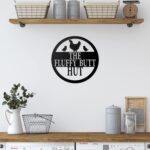 Chicken Coop Metal Sign 11.8" Fluffy Butt Hut Sign Chicken Coop Accessories Funny Decor Gift Kitchen Farmhouse Wall Art Retro Vintage Wall Art for Hen Lovers and Nesting Box Accent (Black) - Image 3
