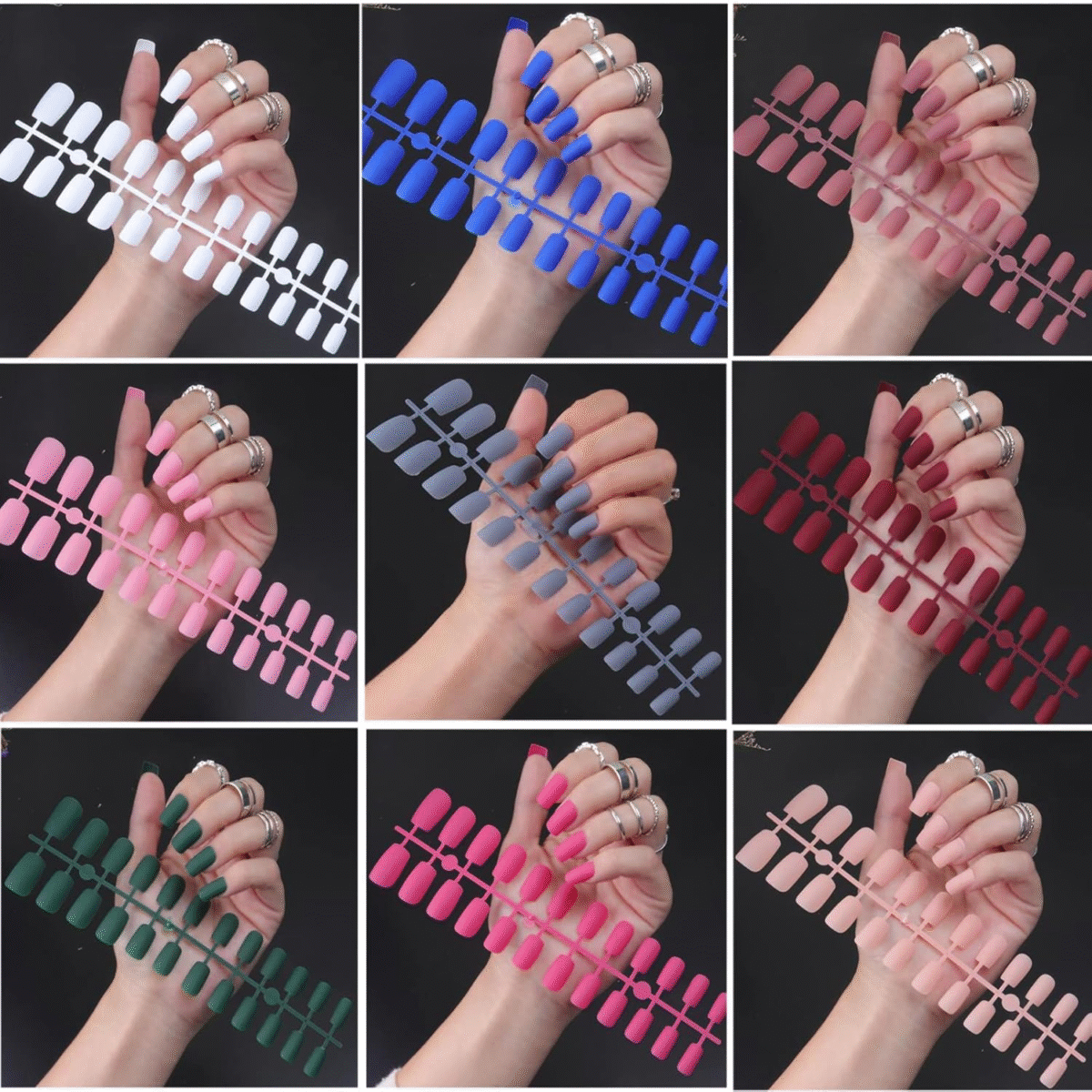 360Pc Square Press on Nails Medium Legnth, Matte Square Fake Nails Full Cover Artificial Fingernails Colored Acrylic Nails Press on Nail Tips 10 Sizes False Nails for Women Girls - Image 4