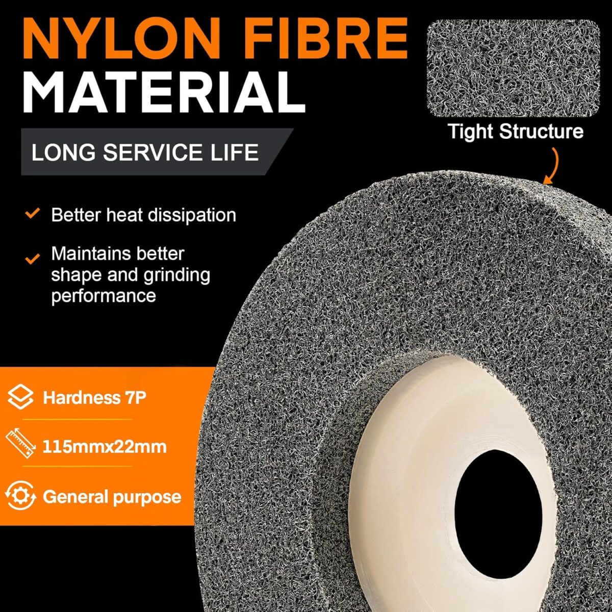 5 Pack 4 1/2 Inch Nylon Fiber Polishing Wheel Sanding Abrasive Disc Buffing Wheels for Angle Grinders, Stainless Steel, Aluminum, Metal, Wood - Image 3