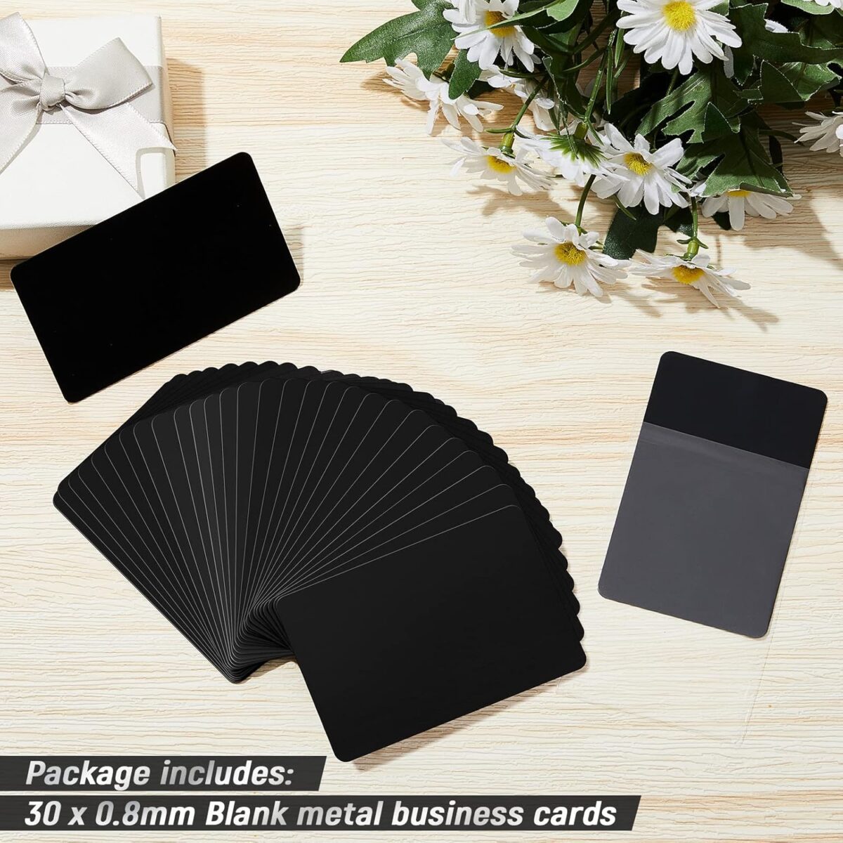 Blank Metal Business Cards Thickness 0.8 Mm Metal Laser Engraving Cards for House Office Customer DIY Gift Plate Invitations, 86 X 54 Mm, Black(30 Pcs) - Image 4