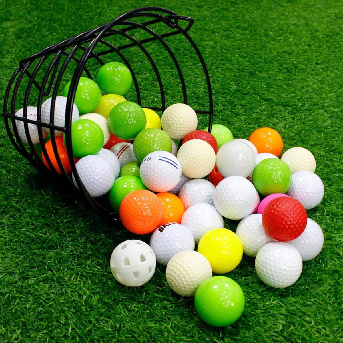 Golf Ball Metal Range Basket Golfball Container with Handle - Holds Contain 50 Balls - Image 8