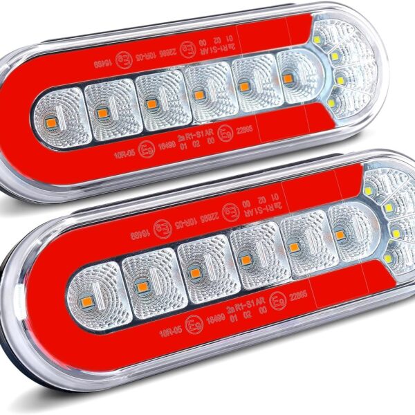 6 Inch Oval LED Trailer Lights, Submersible Boat Trailer Light, with Brake, Turning Signal, Reverse Light, Backup Light, DOT Compliant