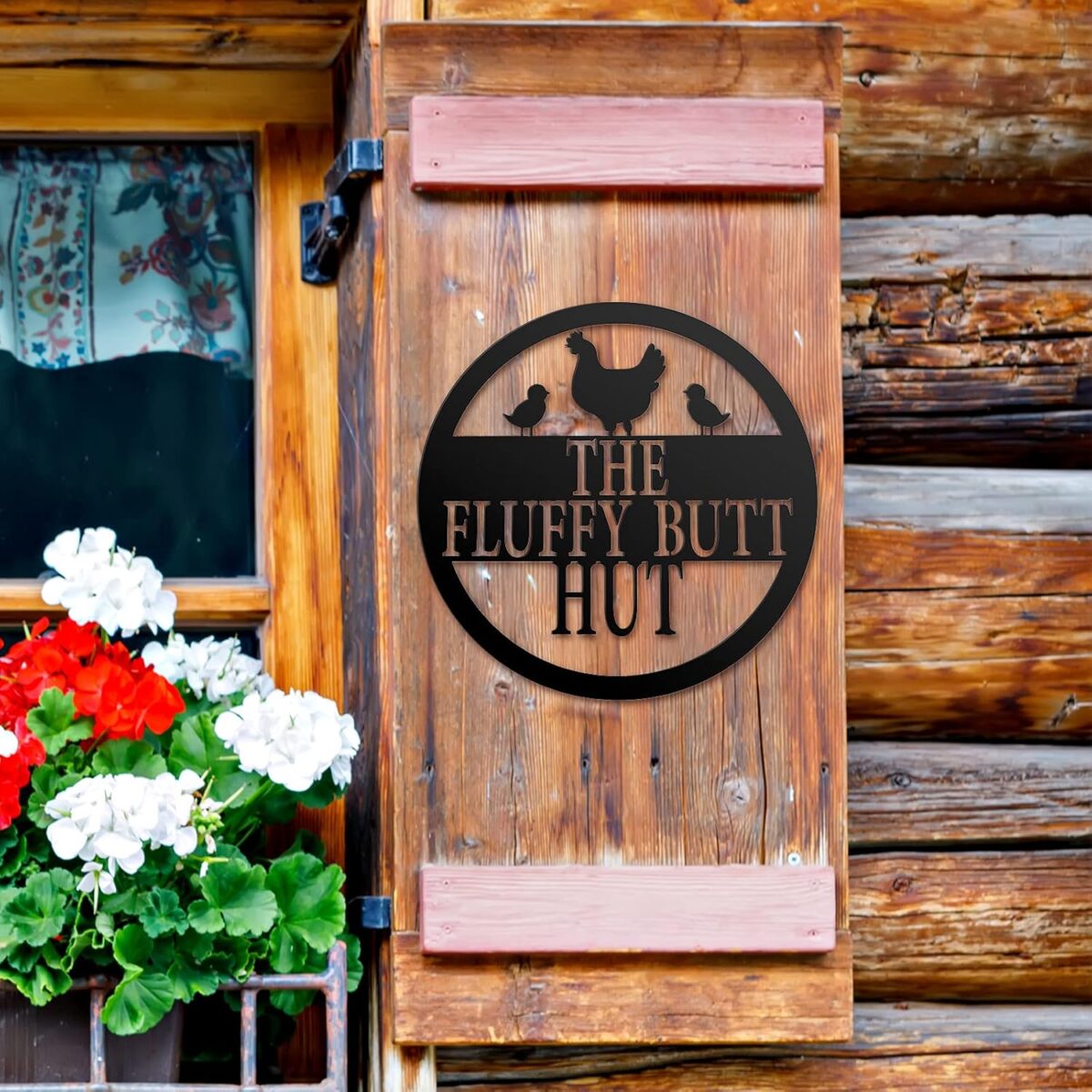 Chicken Coop Metal Sign 11.8" Fluffy Butt Hut Sign Chicken Coop Accessories Funny Decor Gift Kitchen Farmhouse Wall Art Retro Vintage Wall Art for Hen Lovers and Nesting Box Accent (Black) - Image 7