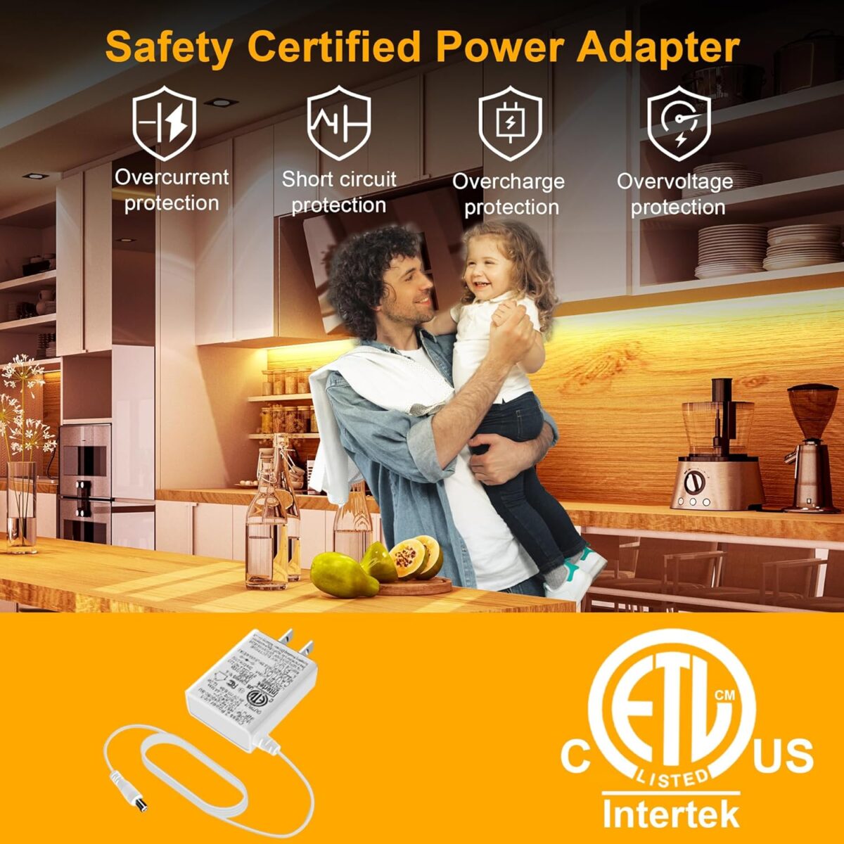 under Cabinet Lighting Kit - 8 PCS, 2700K Warm White Flexible LED Strip Lights with Remote and Power Adapter for Kitchen Cabinets, Shelf, Desk, Counter - 13Ft - Image 6