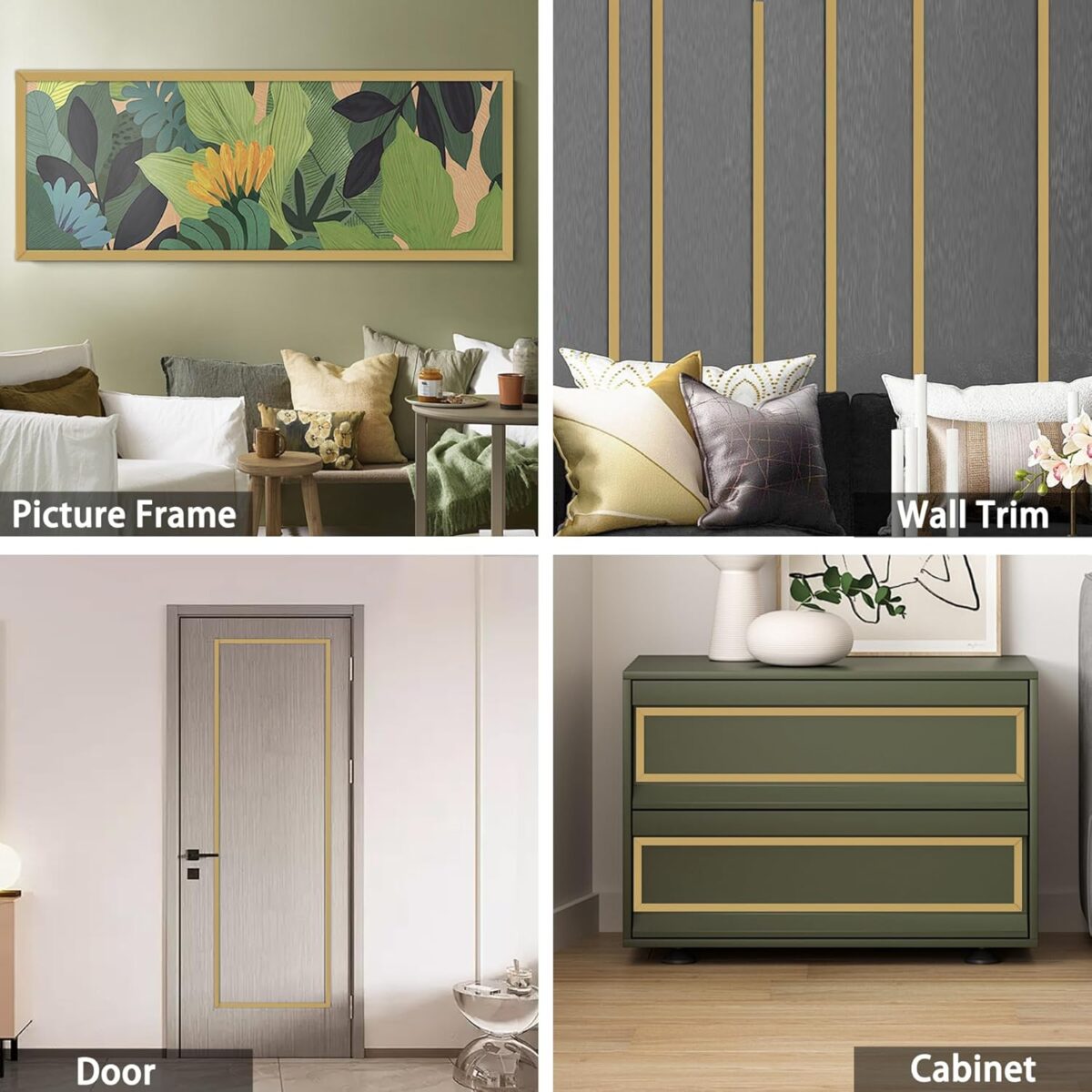 Flexible Molding & Wall Trim | Peel and Stick Design | Ceiling, Floor, Mirror, Corner, Wardrobe, Cabinet and Auto Trim, 16.4 Ft X 0.26 Inch - Image 4