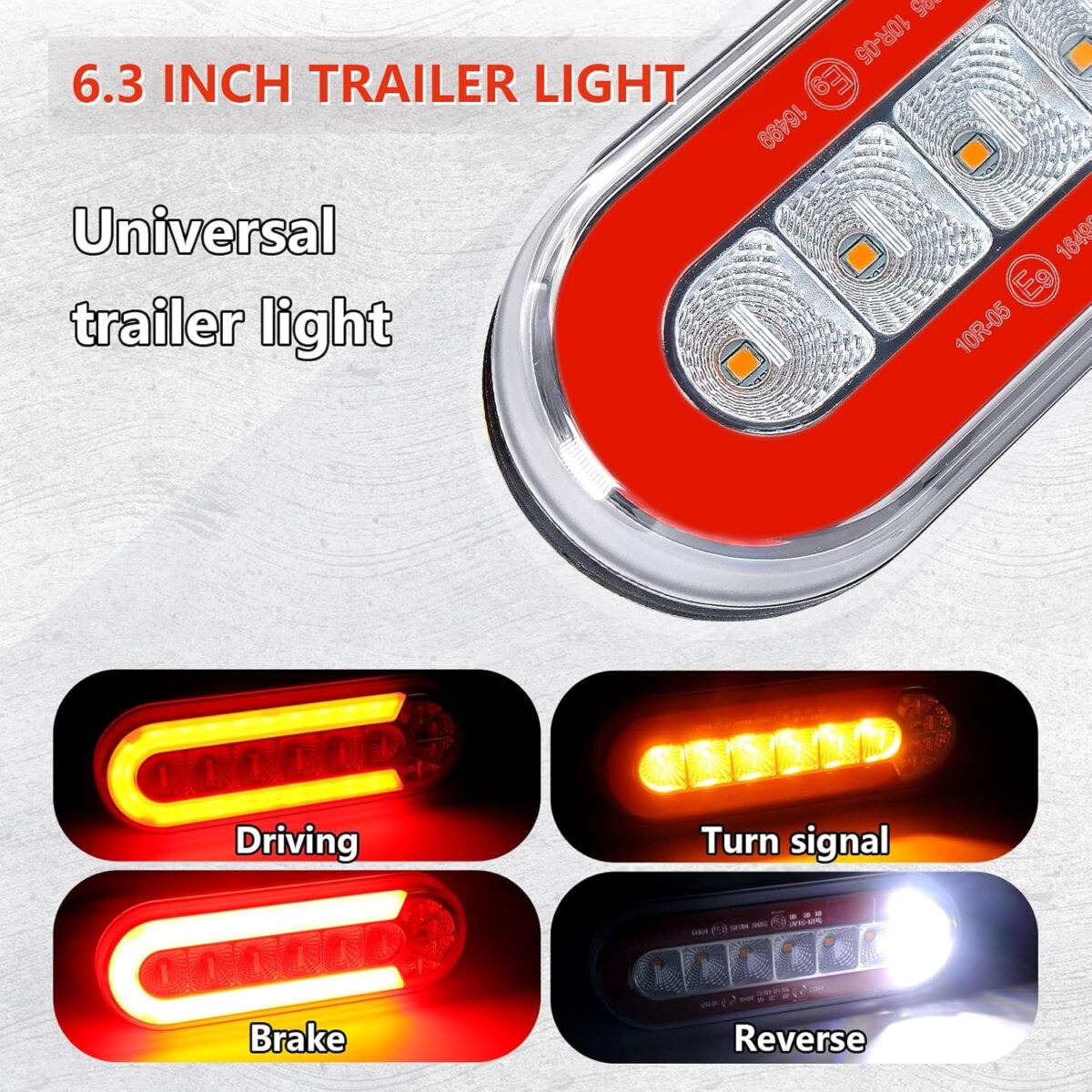 6 Inch Oval LED Trailer Lights, Submersible Boat Trailer Light, with Brake, Turning Signal, Reverse Light, Backup Light, DOT Compliant - Image 3