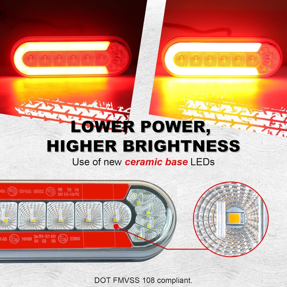 6 Inch Oval LED Trailer Lights, Submersible Boat Trailer Light, with Brake, Turning Signal, Reverse Light, Backup Light, DOT Compliant - Image 4