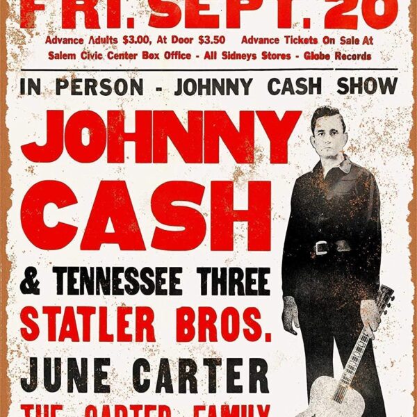 Johnny Tin Sign 1968 Cash in Virginia Vintage Metal Signs 8 X 12 Inches