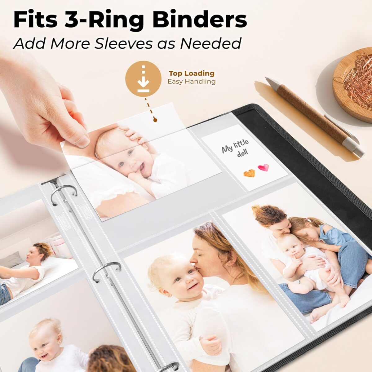 Photo Sleeves for 3-Ring Binder, (4X6 Mixed Format, 25 Pack) for 150 Pictures, Each Photo Page Sheet Holds Six 4 X 6 Pictures or Postcards, Acid-Free Poly 4X6 Album Refill Pages - Image 5