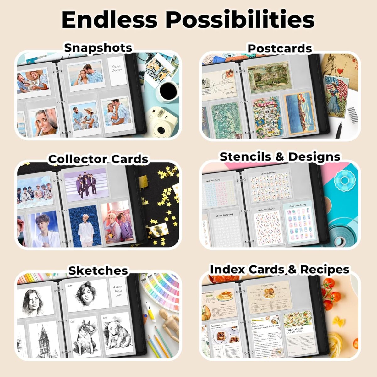 Photo Sleeves for 3-Ring Binder, (4X6 Mixed Format, 25 Pack) for 150 Pictures, Each Photo Page Sheet Holds Six 4 X 6 Pictures or Postcards, Acid-Free Poly 4X6 Album Refill Pages - Image 7