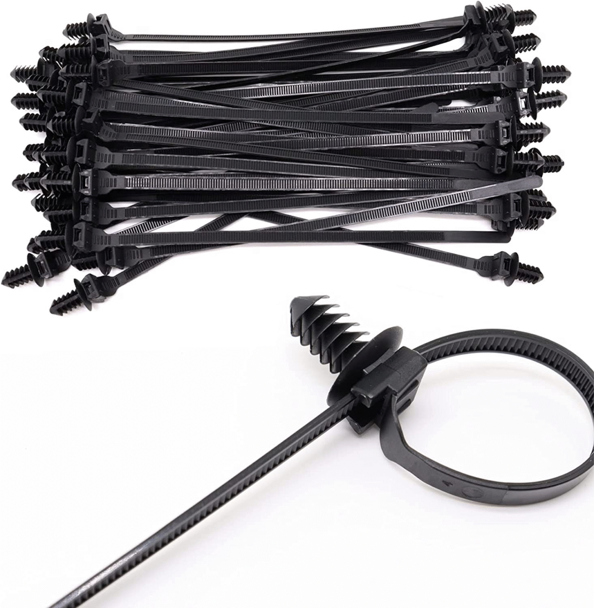 Benliu 20Pcs Cable Zip Ties, 8.3X0.2 Inch Heavy Duty Nylon Push Mount Self Locking Assortment for Indoor Wire Tying, Black - Image 2