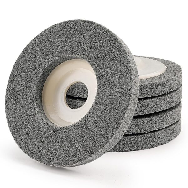 5 Pack 4 1/2 Inch Nylon Fiber Polishing Wheel Sanding Abrasive Disc Buffing Wheels for Angle Grinders, Stainless Steel, Aluminum, Metal, Wood
