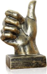 Golden Polyresin Hand Gesture Desk Statues Finger Sculpture Decor - Golden Thumbs up Sculpture