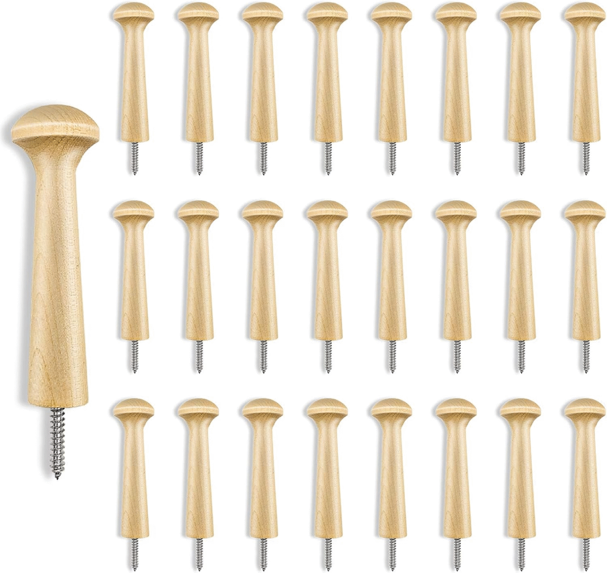 24PCS Wooden Shaker Peg Wood Screw-3.7 Inch on Shaker Pegs Unfinished Wood Shaker Racks for Hanging Clothes Hats Towel Paint DIY(24PCS) - Image 2