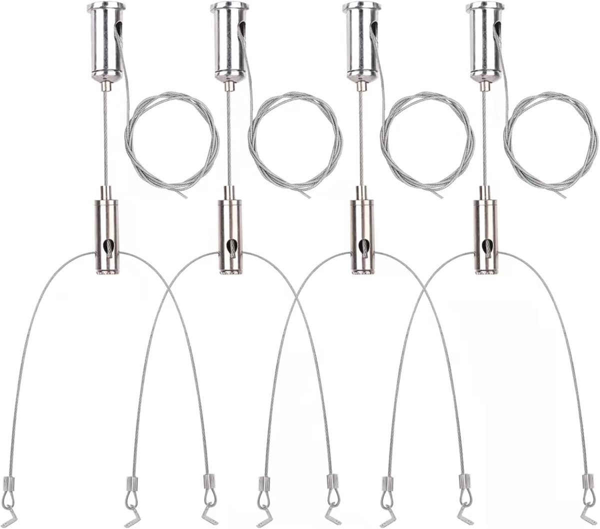 4 Set / 8Pcs Lighting Light Suspension Cables Kit Steel Hanging Chains, per Strip Load 11 Ib & 3.4 Ft Adjustable for Commercial Aquarium LED Panel Light LED Shop Lights Aquarium Lights - Image 1