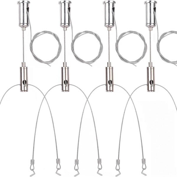 4 Set / 8Pcs Lighting Light Suspension Cables Kit Steel Hanging Chains, per Strip Load 11 Ib & 3.4 Ft Adjustable for Commercial Aquarium LED Panel Light LED Shop Lights Aquarium Lights