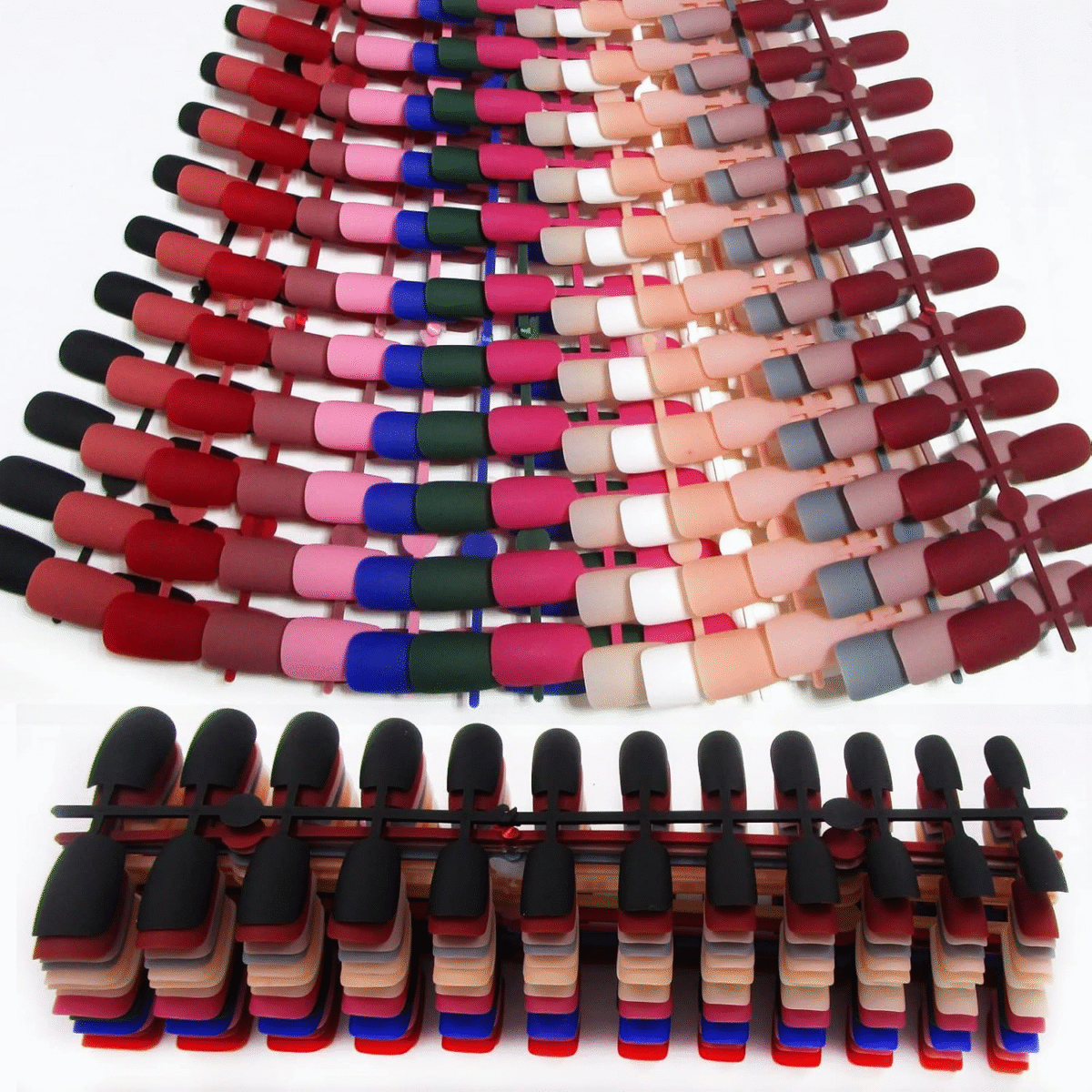 360Pc Square Press on Nails Medium Legnth, Matte Square Fake Nails Full Cover Artificial Fingernails Colored Acrylic Nails Press on Nail Tips 10 Sizes False Nails for Women Girls - Image 1
