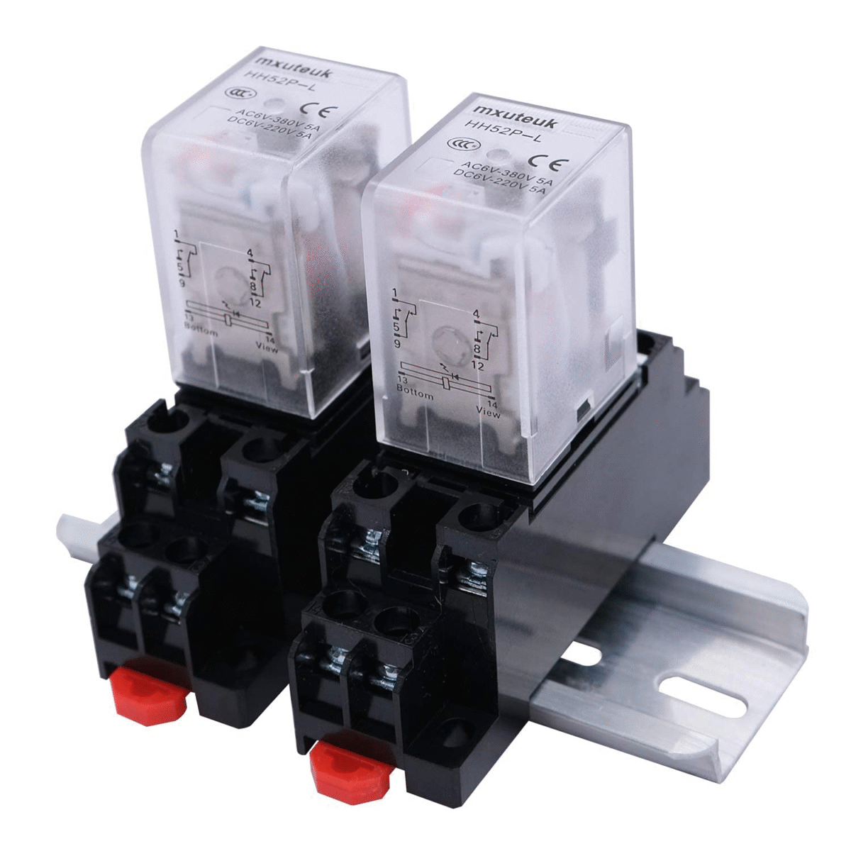 2Pcs Electromagnetic Power Relay HH52P AC 110V/120V 5A Coil 8 Pin DPDT with LED Indicator, with Base Socket, with DIN Rail Slotted Aluminum - Image 5