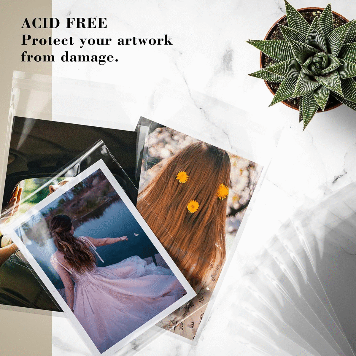 , Pack of 100, Acid-Free 8 3/8X 10 1/8 Inches Crystal Clear Sleeves Storage Bags for 8X10 Photo Framing Mats Mattes - Image 3