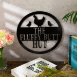 Chicken Coop Metal Sign 11.8" Fluffy Butt Hut Sign Chicken Coop Accessories Funny Decor Gift Kitchen Farmhouse Wall Art Retro Vintage Wall Art for Hen Lovers and Nesting Box Accent (Black) - Image 2