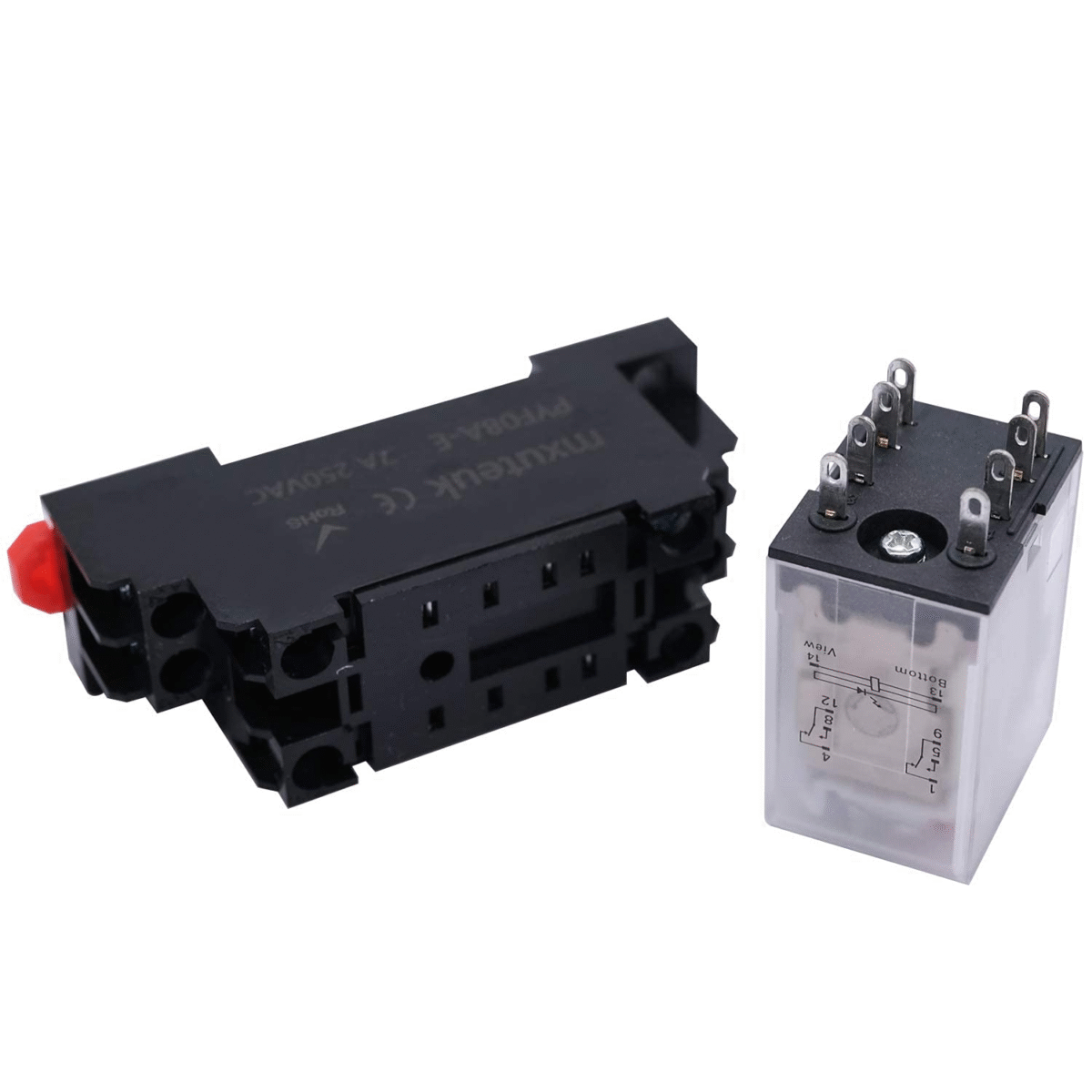 2Pcs Electromagnetic Power Relay HH52P AC 110V/120V 5A Coil 8 Pin DPDT with LED Indicator, with Base Socket, with DIN Rail Slotted Aluminum - Image 6
