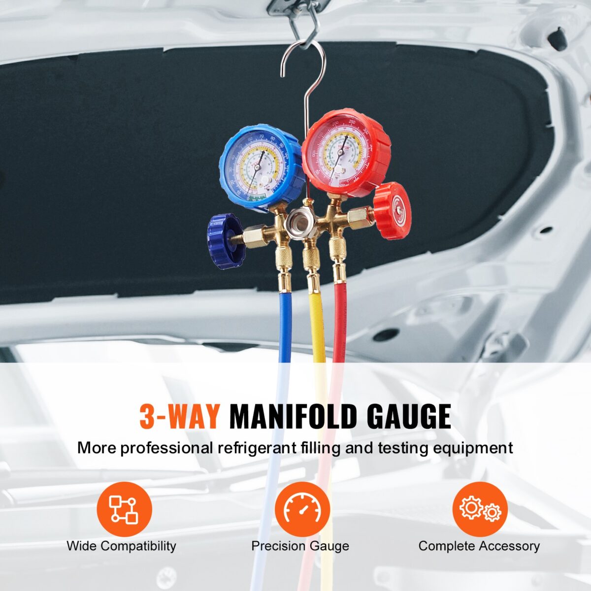 AC Manifold Gauge Set 3-Way Fit R134A R12 R502 Refrigeration Charging - Image 3
