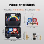 AC Manifold Gauge Set 3-Way Fit R134A R12 R502 Refrigeration Charging - Image 8