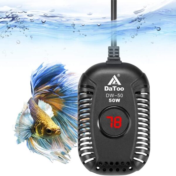 Small Aquarium Heater 50W Mini Fish Tank Heater 50 Watt Submersible with LED Temperature Display